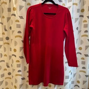 Lands' End Red Long Sleeve Shift Dress